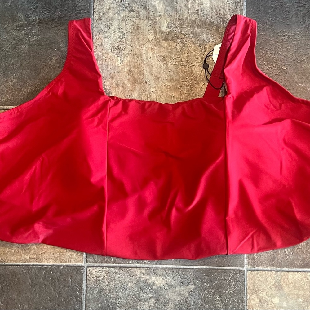 Universal Standard The Square Neck Bikini Top Red NWT 4XL (7XL)